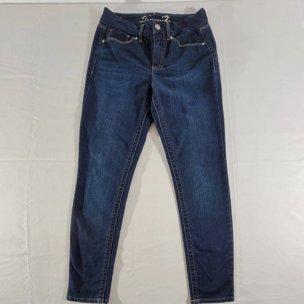 Seven7 Womens 8 (Actual 31-34"x29.5") Tummyless High Rise Skinny Dark Wash Jeans